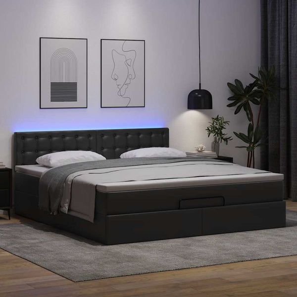 Ottoman Bett mit Matratze & LEDs 180x200 cm