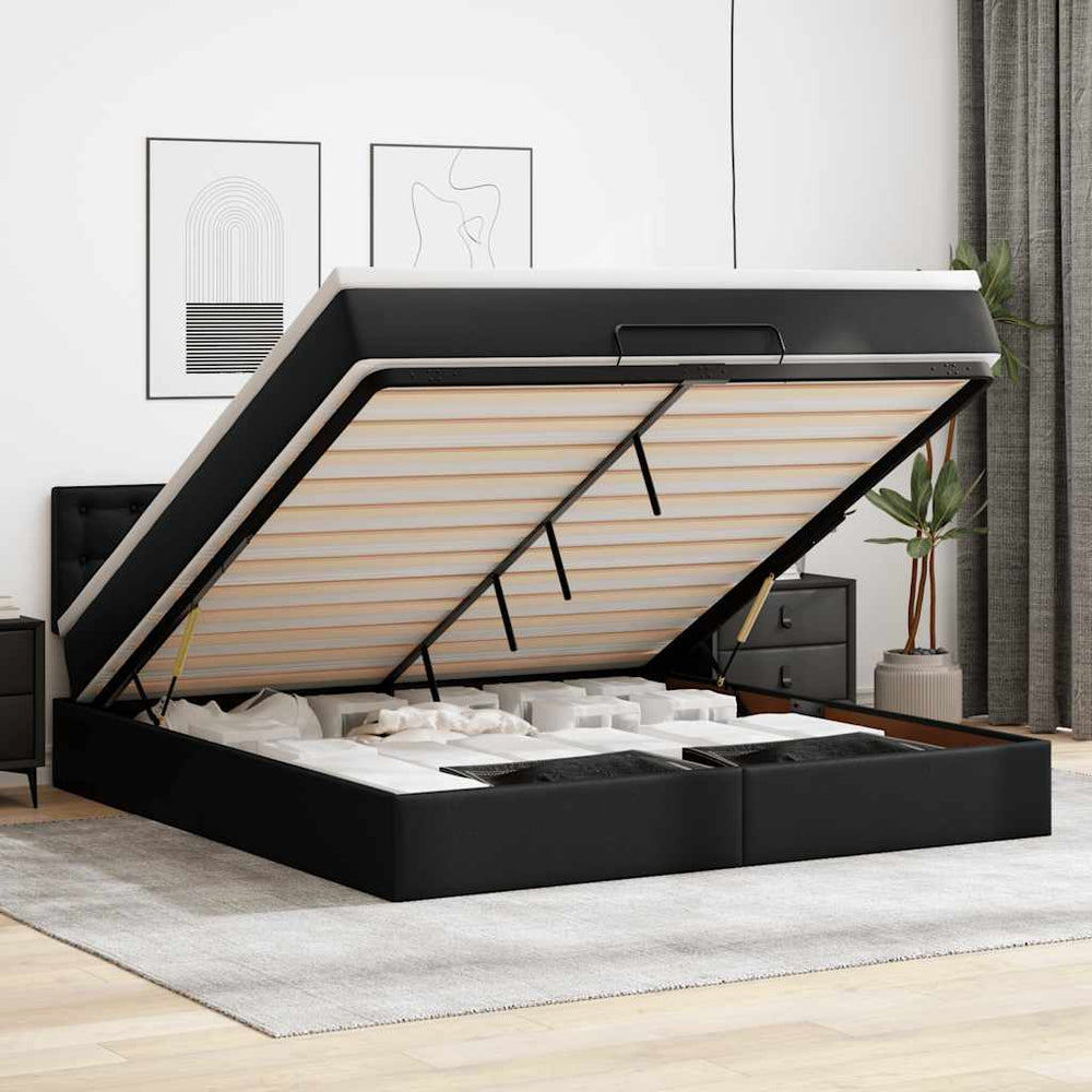 Ottoman Bett mit Matratze & LEDs 180x200 cm
