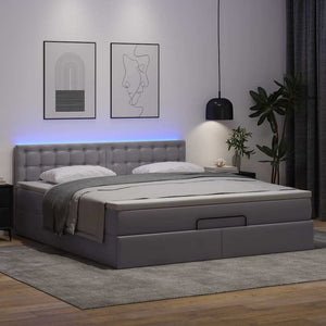 Ottoman Bett mit Matratzen & LEDs Grau 180x200 cm