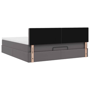 Ottoman Bett mit Matratzen & LEDs Grau 180x200 cm