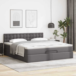 Ottoman Bett mit Matratzen & LEDs Grau 180x200 cm