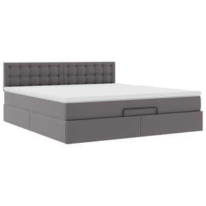 Ottoman Bett mit Matratzen & LEDs Grau 180x200 cm