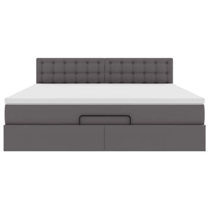 Ottoman Bett mit Matratzen & LEDs Grau 180x200 cm