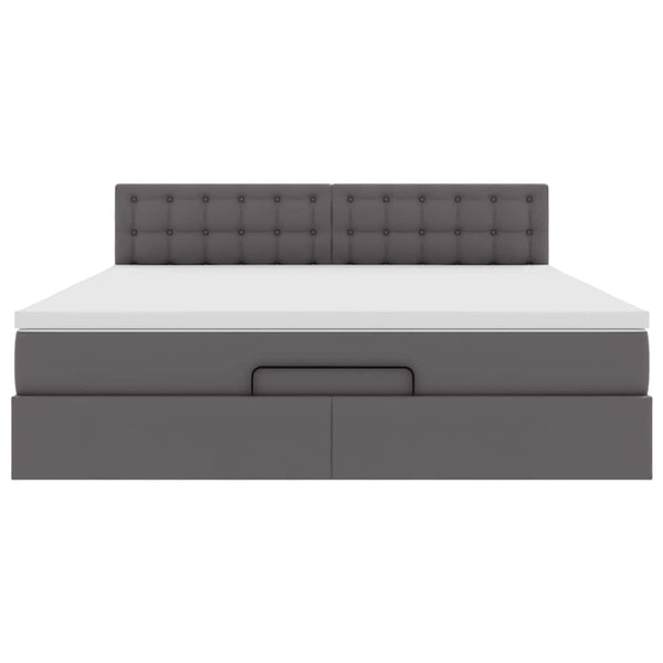 Ottoman Bett mit Matratzen & LEDs Grau 180x200 cm
