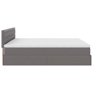 Ottoman Bett mit Matratzen & LEDs Grau 180x200 cm