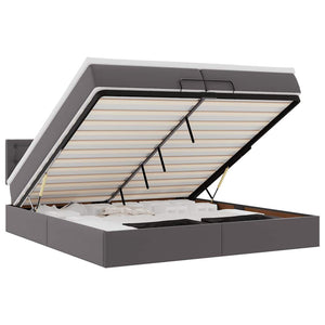 Ottoman Bett mit Matratzen & LEDs Grau 200x200