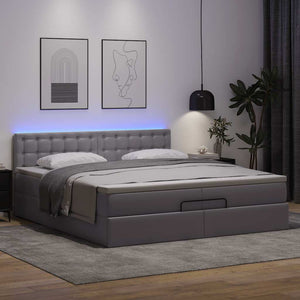 Ottoman Bett mit Matratzen & LEDs Grau 200x200