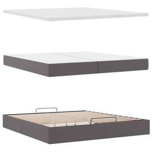 Ottoman Bett mit Matratzen & LEDs Grau 200x200