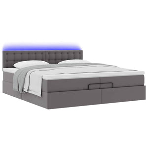 Ottoman Bett mit Matratzen & LEDs Grau 200x200
