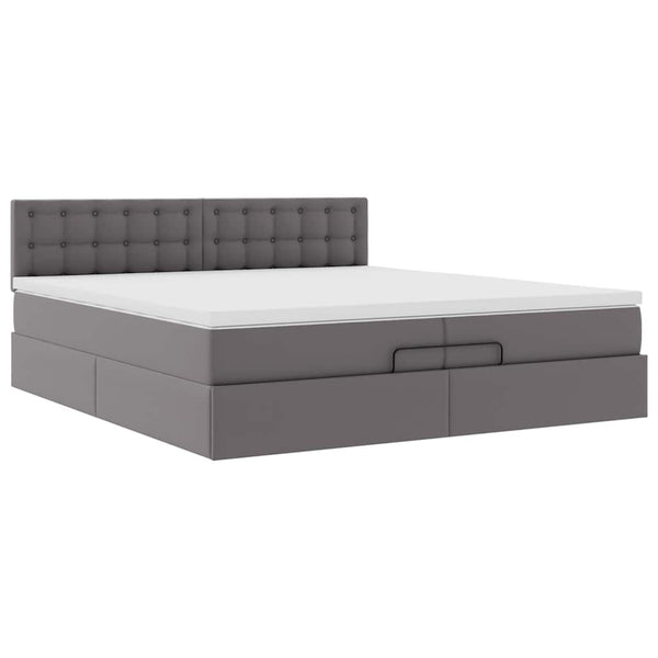 Ottoman Bett mit Matratzen & LEDs Grau 200x200
