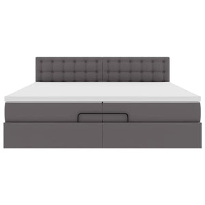 Ottoman Bett mit Matratzen & LEDs Grau 200x200