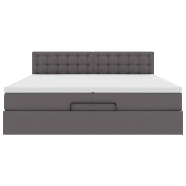 Ottoman Bett mit Matratzen & LEDs Grau 200x200