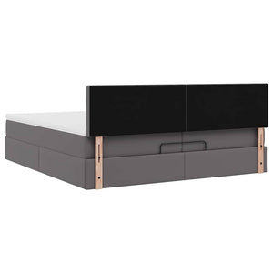 Ottoman Bett mit Matratzen & LEDs Grau 200x200