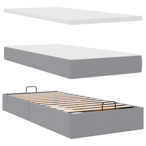 Ottomane Bett mit Matratze Hellgrau 80x200 cm