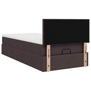Ottoman Bett mit Matratze & LEDs Dunkelbraun 80x200