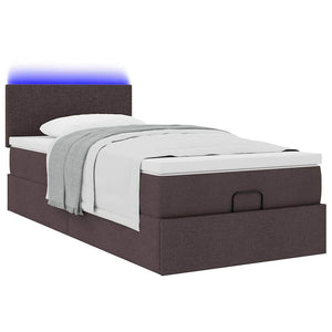 Ottoman Bett mit Matratze & LEDs Dunkelbraun 80x200