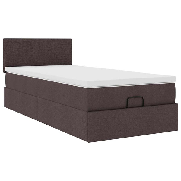 Ottoman Bett mit Matratze & LEDs Dunkelbraun 80x200