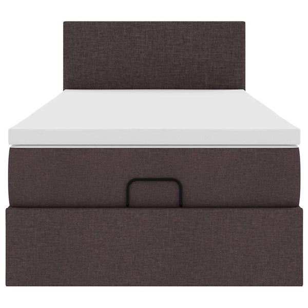 Ottoman Bett mit Matratze & LEDs Dunkelbraun 80x200