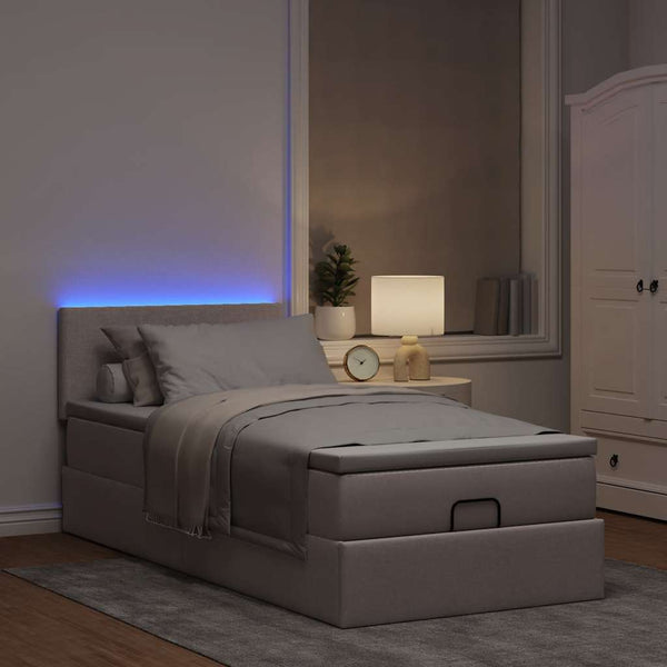 Ottoman Bett mit Matratze & LEDs Taupe 80x200 cm