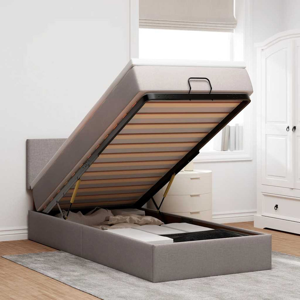 vidaXL Lit ottoman avec matelas et LED Taupe 80x200 cm Tissu