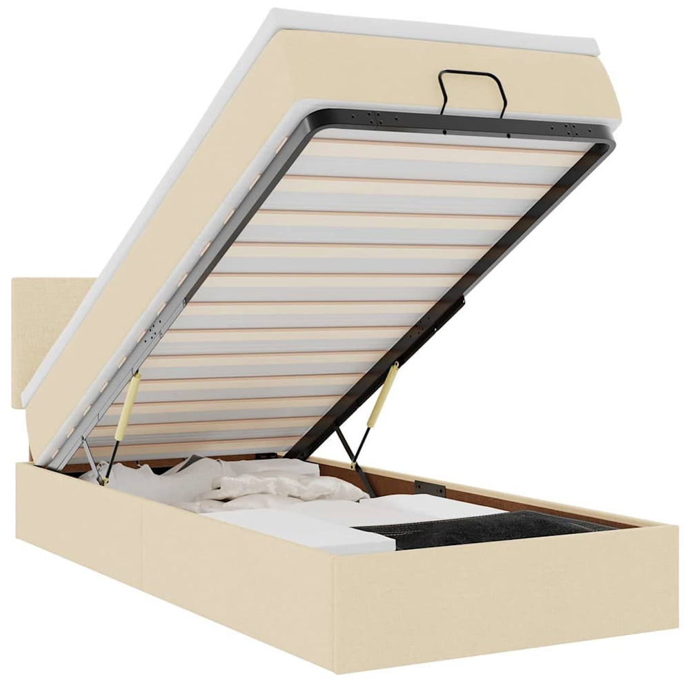 vidaXL Lit ottoman avec matelas et LED Crème 80x200 cm Tissu