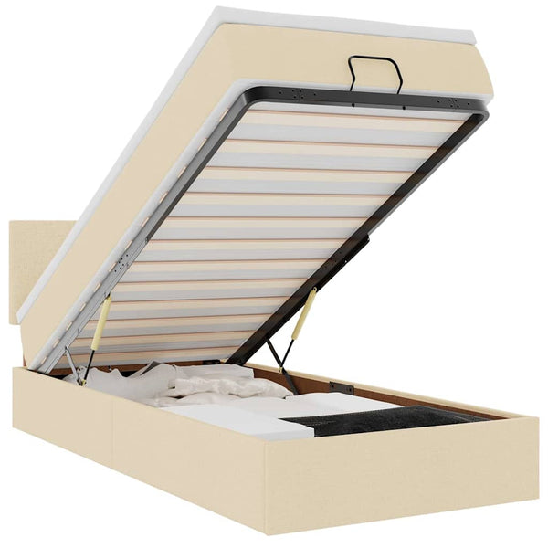 Ottoman Bett mit Matratze & LEDs Creme 80x200 cm