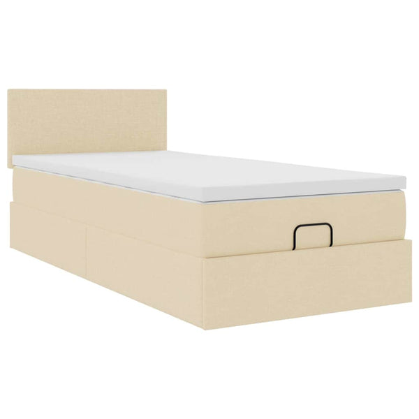Ottoman Bett mit Matratze & LEDs Creme 80x200 cm