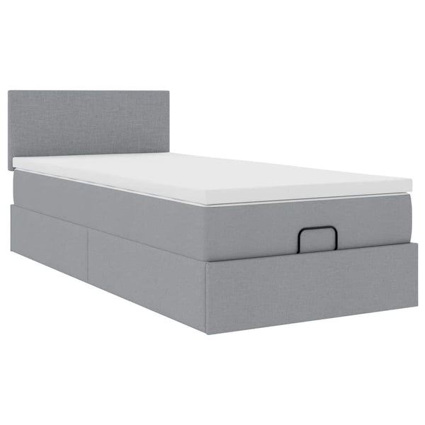 vidaXL Lit coffre avec matelas et LED Gris clair 90x190 cm Tissu