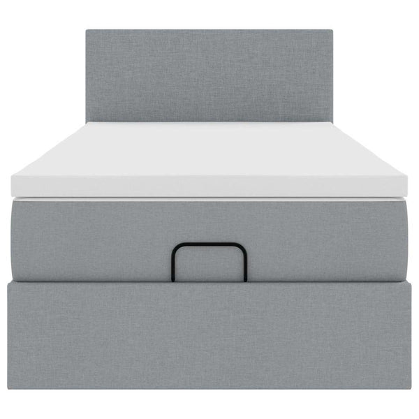 vidaXL Lit coffre avec matelas et LED Gris clair 90x190 cm Tissu