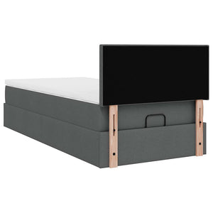 Ottoman Bett mit Matratze & LEDs 90x190 Dunkelgrau