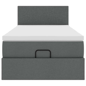 Ottoman Bett mit Matratze & LEDs 90x190 Dunkelgrau