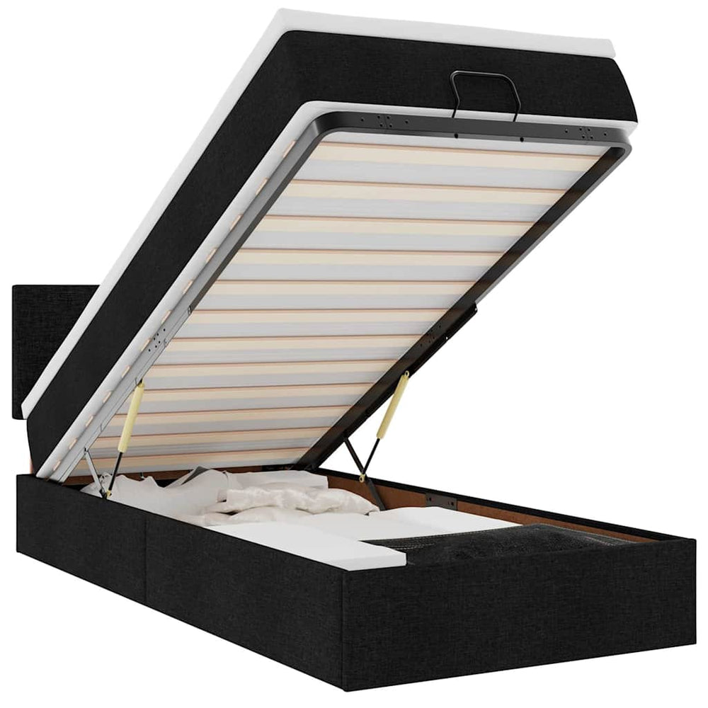 vidaXL Lit coffre avec matelas et LED Noir 90x190 cm Tissu