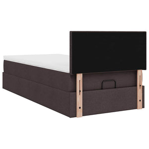 Ottoman Bett mit Matratze & LEDs Dunkelbraun 90x190 cm