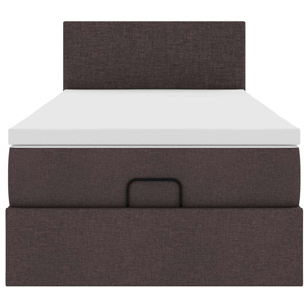 Ottoman Bett mit Matratze & LEDs Dunkelbraun 90x190 cm