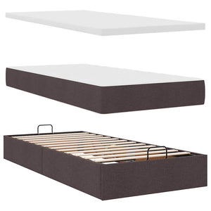 Ottoman Bett mit Matratze & LEDs Dunkelbraun 90x190 cm