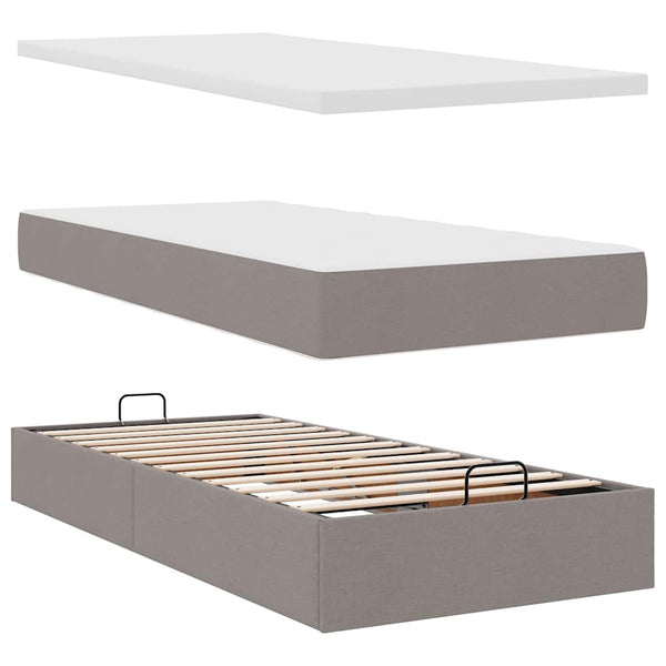 Ottoman Bett mit Matratze & LEDs Taupe 90x190