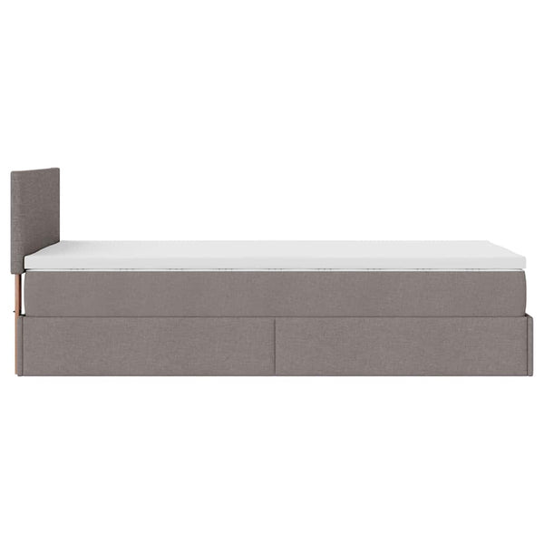 Ottoman Bett mit Matratze & LEDs Taupe 90x190