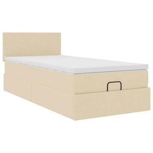 Ottoman Bett mit Matratze & LEDs Creme 90x190 cm