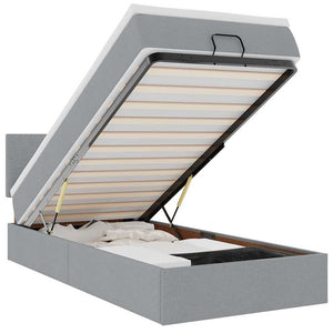 Ottomane Bett mit Matratze & LEDs Hellgrau 90x200 cm