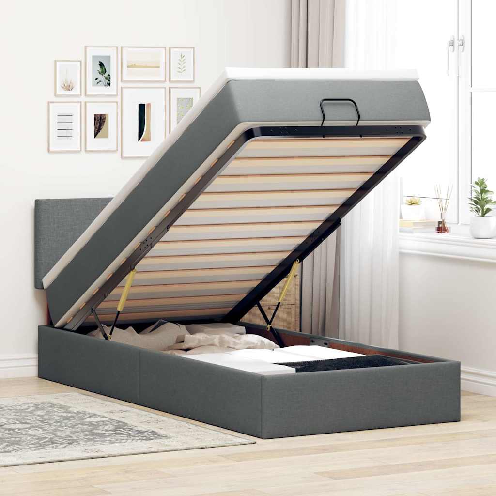 Ottomane Bett mit Matratze & LEDs 90x200 cm