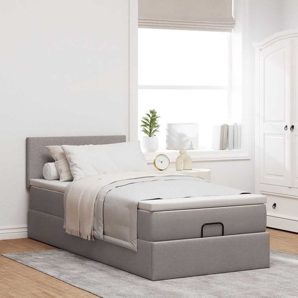 Ottomane Bett mit Matratze & LEDs Taupe 90x200 cm