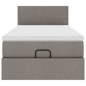 Ottomane Bett mit Matratze & LEDs Taupe 90x200 cm