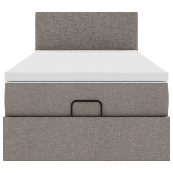 Ottomane Bett mit Matratze & LEDs Taupe 90x200 cm