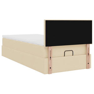 Ottomane Bett mit Matratze & LEDs Creme 90x200 cm