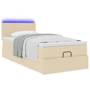 Ottomane Bett mit Matratze & LEDs Creme 90x200 cm
