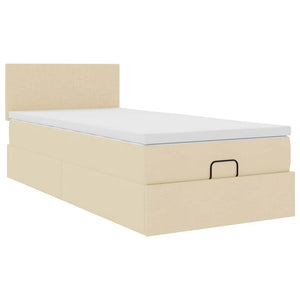 Ottomane Bett mit Matratze & LEDs Creme 90x200 cm