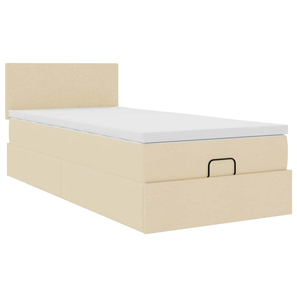 Ottomane Bett mit Matratze & LEDs Creme 90x200 cm