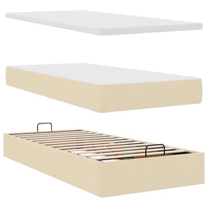 Ottomane Bett mit Matratze & LEDs Creme 90x200 cm