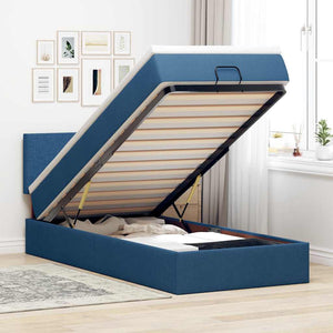 Ottomane Bett mit Matratze & LEDs Blau 90x200 cm