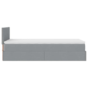 Ottoman Bett mit Matratze & LEDs Hellgrau 100x200 cm